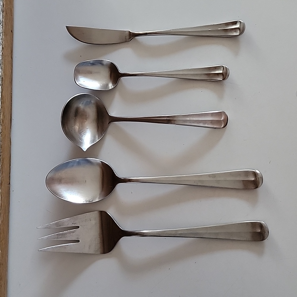 SUPREME CUTLERY SERVING UTENSILS VINTAGE STAINLESS STEEL 5 PIECES